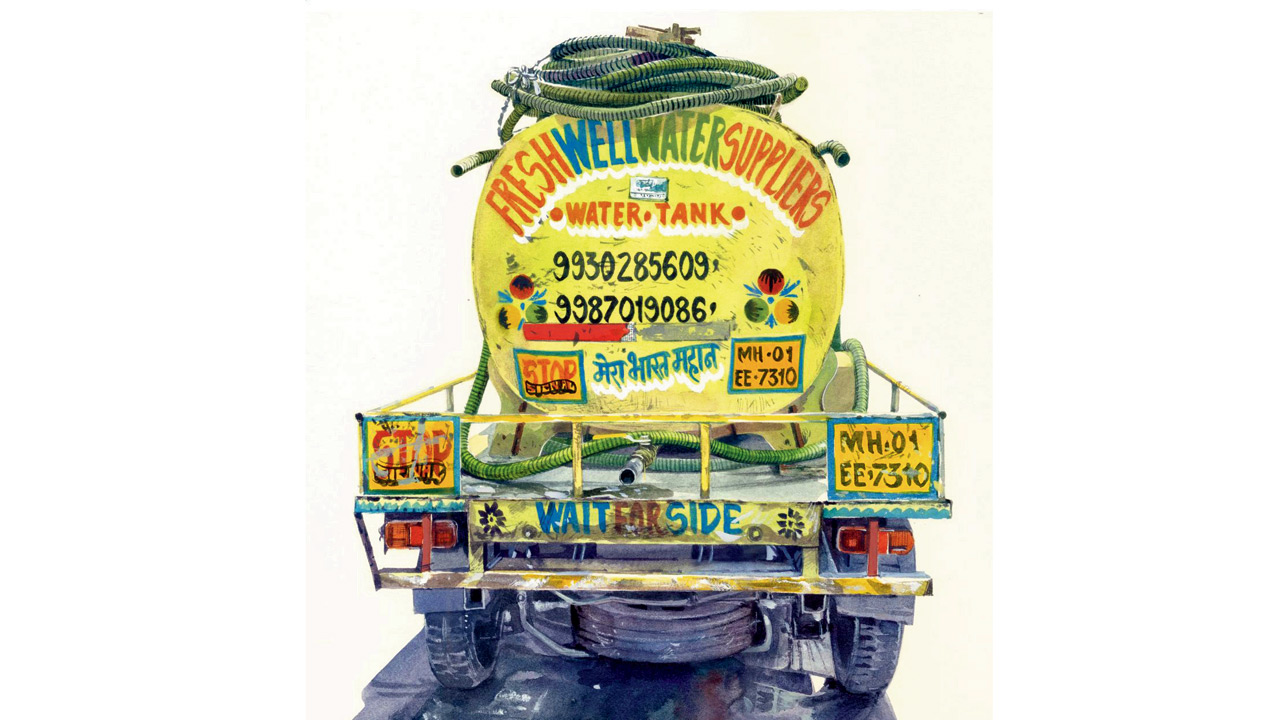 The exhibit Seen Unseen showcases water tankers as works of art